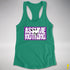 Assume Nothing Lesbian Labrys Pride Flag Racerback Tank - Kelly Green
